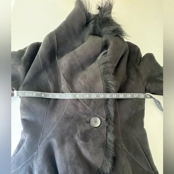 HSO Collection Black dyed Shearling Lamb Fur Jacket Size 6 - Picture 14 of 17
